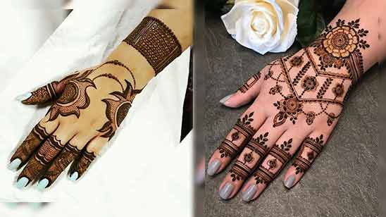 Simple Arabic Mehndi Design for Left Hand Back Side